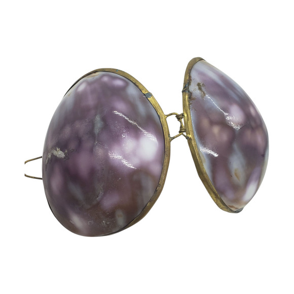 Vintage Handmade Cowrie Sea Shell Hinged Snuff Trinket Ring Stash Box Locket - Picture 3 of 11